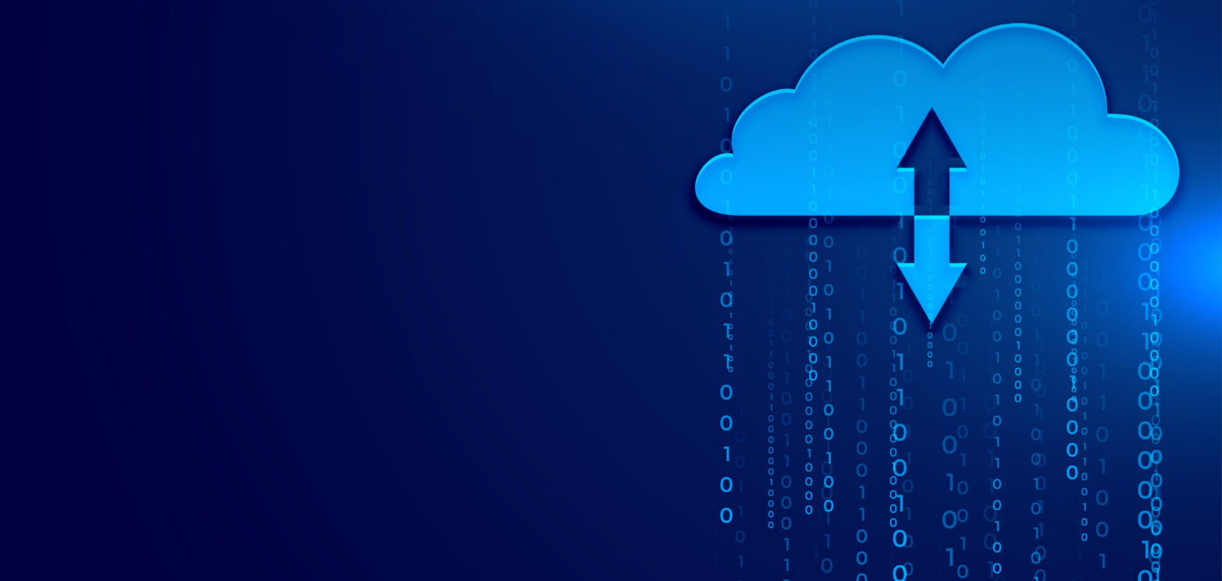 secure database cloud computing background with digital tech lin