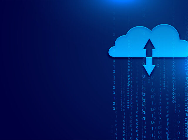 secure database cloud computing background with digital tech lin